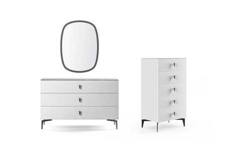 Lazio White Dresser&Chest