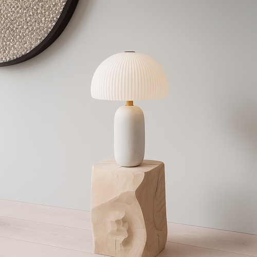 Alba Marble Table Lamp - White